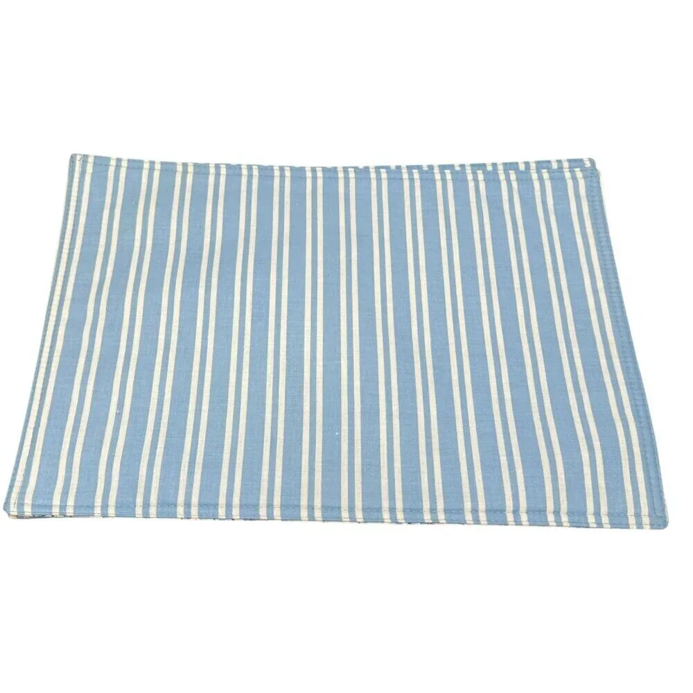 Martha Stewart Placemats Set 4 Blue Floral Cloth Cottage Shabby Chic Reversible
